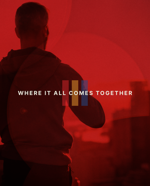 A man with the text: where it all comes togther.